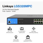 Switch Linksys Lgs328mpc 24pt Poe+ Gbit Adm 4sfp+