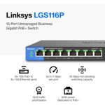 Switch Linksys Lgs116p 16pt Gbit Poe+