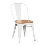 Silla Tolix Blanca C/asiento De Madera